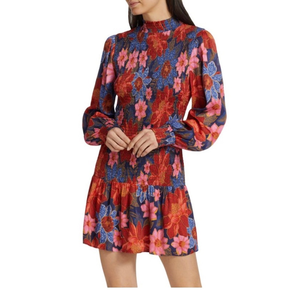 FARM Rio Red Blue Pink Floral Mini Dress